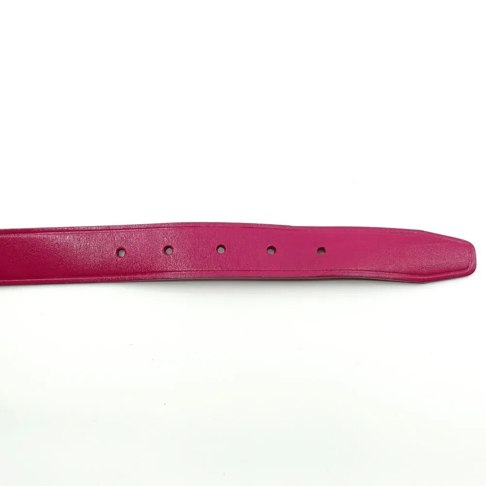Vintage Magenta Leather Belt with Silver Buckle